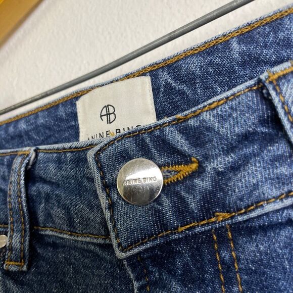 Anine Bing Enzo Jeans 27 Womens Slim Straight Distressed Raw Hem Split Cotton - Picture 4 of 14